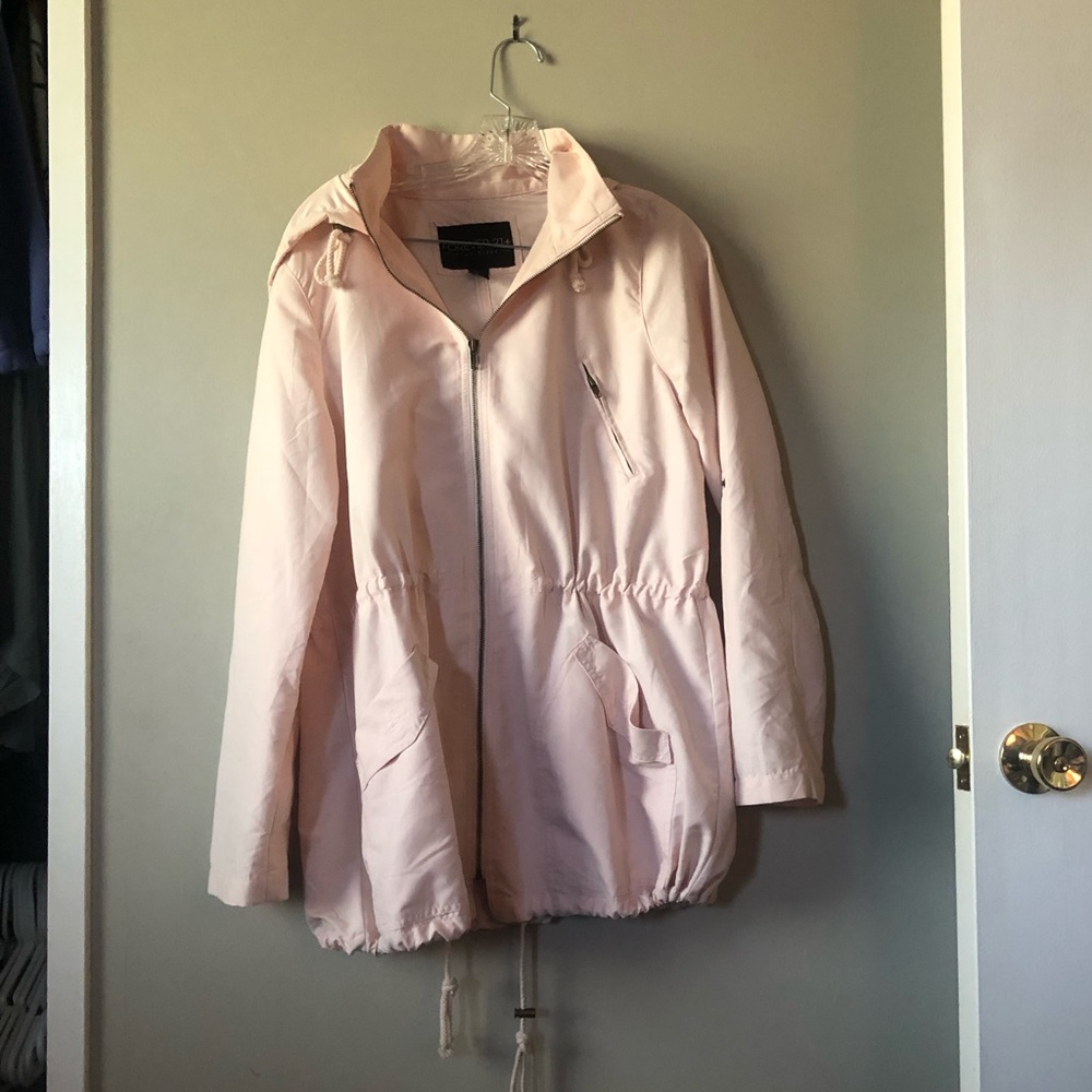 Drawstring cost with hood